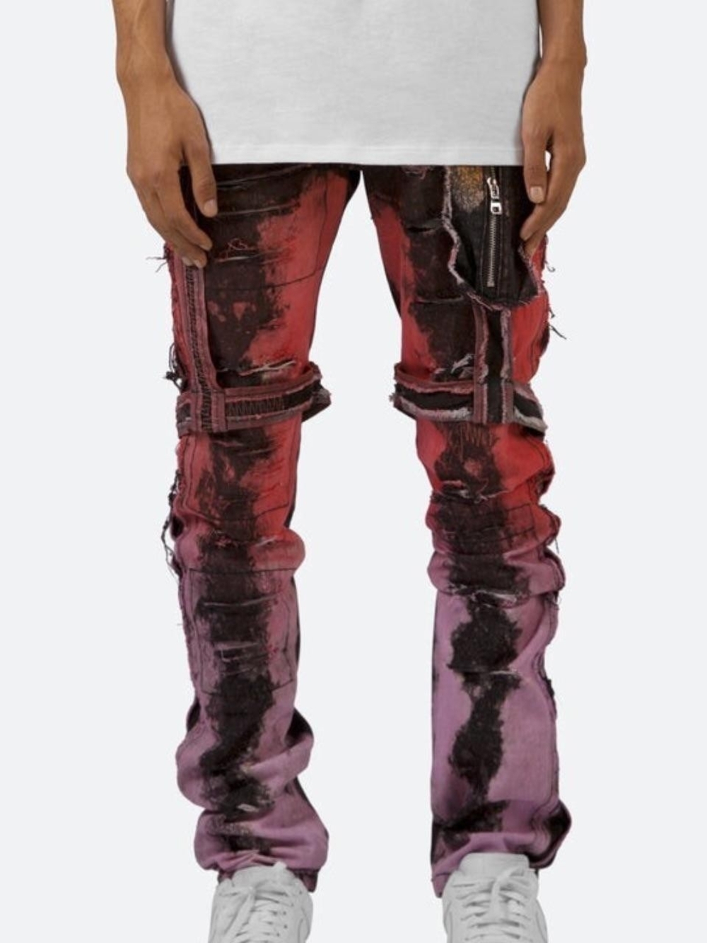 MNML Jeans D175 Denim - Black/Purple Size 32 Straight Distressed Jeans